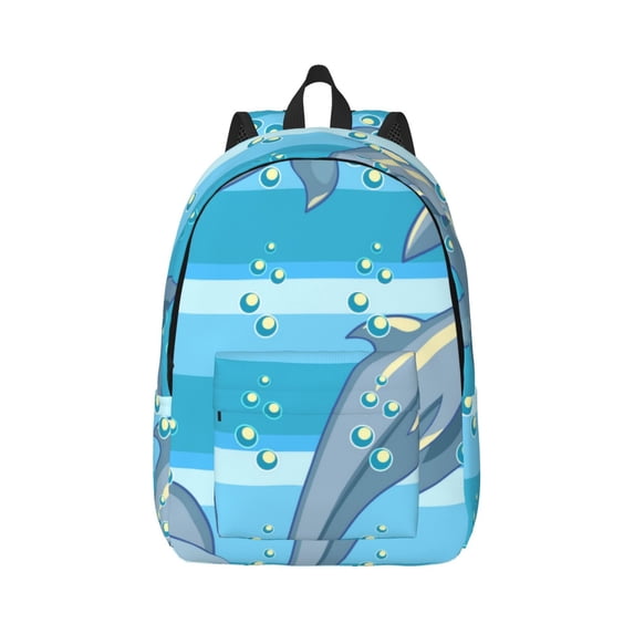 Daiia Dolphin Vintage Canvas Backpack for Men and Women ,Hiking Backpack,Travel Laptop Bag for School,Large Capacity Backpack
