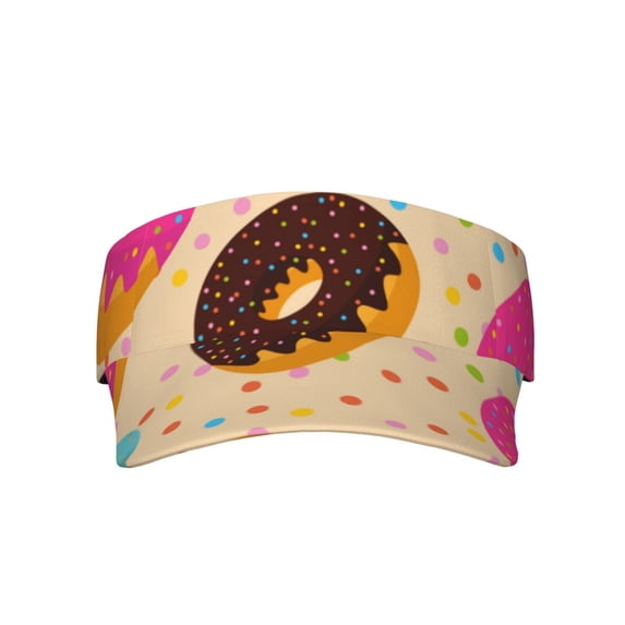 Daiia Donuts Pattern Sport Sun Visor Hats Visor Cap Adjustable Empty Top Baseball Cap Cotton Ball Caps for Women and Men