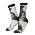 thumbnail image 1 of Daiia Double Exposure Cat Forest Print Crew Socks – Soft Breathable Long Socks for Men & Women, Moisture-Wicking & Comfortable Daily Wear Socks, One-Size Fits Most (US 5-11), 1 of 6