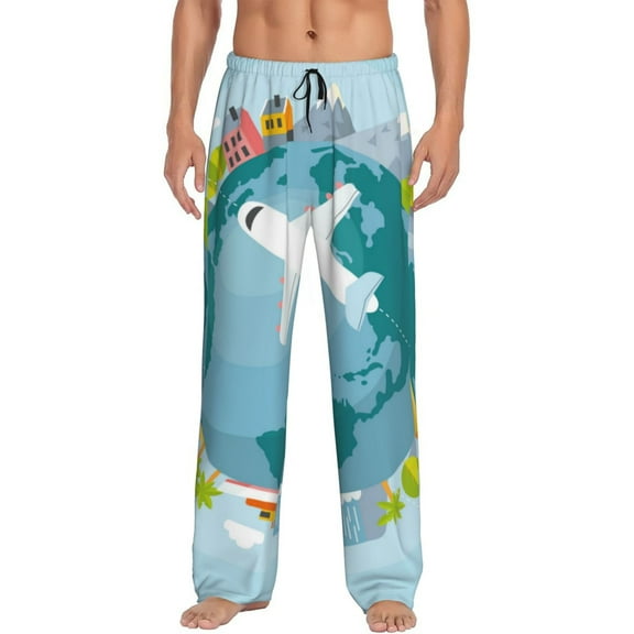 Daiia Dreaming Travel Men's Sleep Pant with Pockets and Drawstring,Pajama Pants-Small