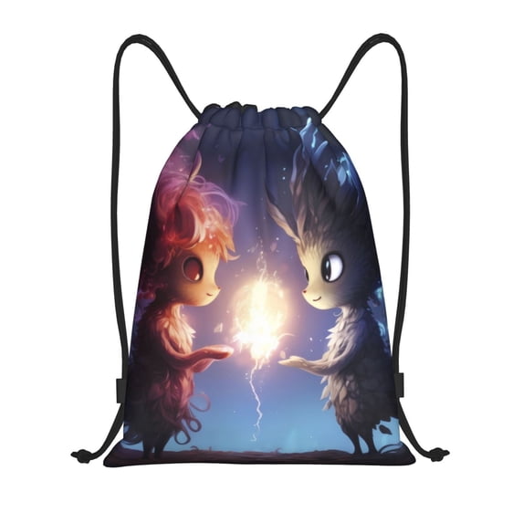 Daiia Dreamy Forest Elf Pattern Drawstring Backpack, Gym Bag, Lightweight Backpack, Water-Resistant Bag Travel Sports Backpack, Fitness Bag, Yoga Bag-Small