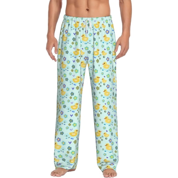 Daiia Duck Cartoon Men's Sleep Pant with Pockets and Drawstring,Pajama Pants-Medium