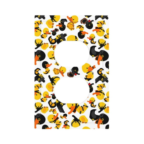 Daiia Duck In Black Suit1 Pattern Decorator Wall Plate Child Safe Outlet Cover, Switch and Outlet Covers,Size 1-Gang 5.0" x3.0" , Polycarbonate Thermoplastic-Style S