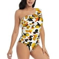 thumbnail image 1 of Daiia Duck In Black Suit1 Women's One Piece Swimsuits Personalized One Shoulder Swimwear Asymmetric Ruffle Bathing Suits-Small, 1 of 8