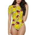 thumbnail image 1 of Daiia Duck with Star Sunglasses print Women's Crew Neck Short Sleeve Bodysuit Fashion Tops Fit Casual Basic Extender Bodysuit-Small, 1 of 9