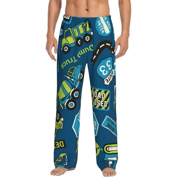 Daiia Dump Truck Men's Sleep Pant with Pockets and Drawstring,Pajama Pants-Small