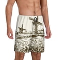 thumbnail image 1 of Daiia Dutch Windmill Mens Woven Stretch Pajama Short,Short Pajama Pants-Small, 1 of 7