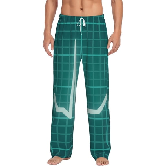 Daiia ECG Wave Men's Sleep Pant with Pockets and Drawstring,Pajama Pants-Large