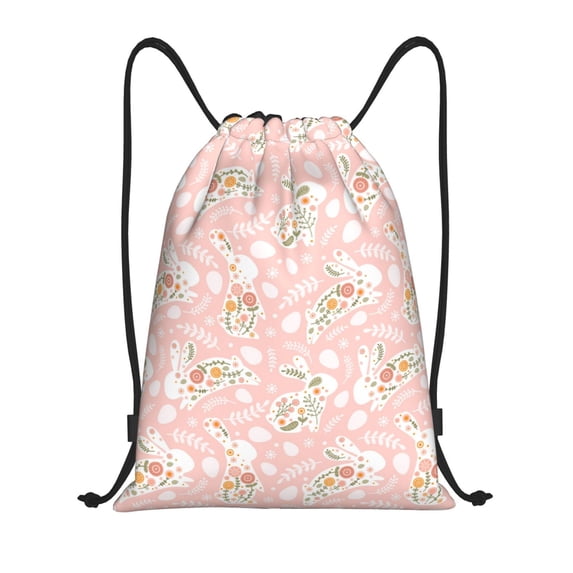 Daiia Easter Bunny Pattern Drawstring Backpack, Gym Bag, Lightweight Backpack, Water-Resistant Bag Travel Sports Backpack, Fitness Bag, Yoga Bag-Small