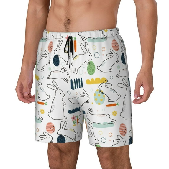 Daiia Easter Rabbit Mens Swim Trunks Swim Shorts Quick Dry Swim Shorts with Mesh Lining Pockets-Small