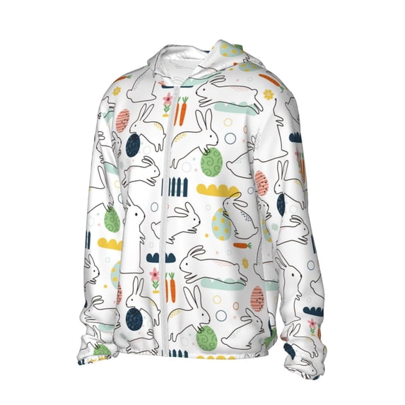 Daiia Easter Rabbit UPF 50+ Sun Protection Hoodie Jacket Lightweight Long Sleeve Sun Shirt for Women Men with Pocket Hiking Outdoor-Small