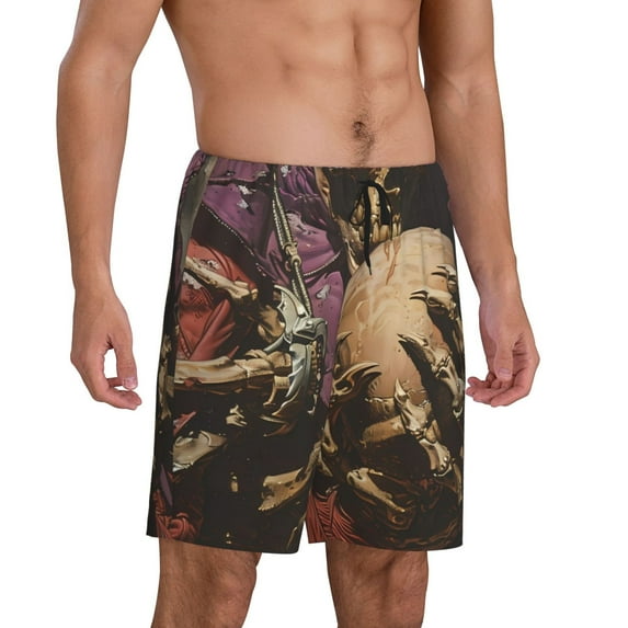 Daiia Eerie Skull Holding Another Mens Woven Stretch Pajama Short,Short Pajama Pants-Large