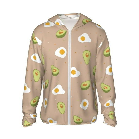 Daiia Egg and Avocado UPF 50+ Sun Protection Hoodie Jacket Lightweight Long Sleeve Sun Shirt for Women Men with Pocket Hiking Outdoor-3X-Large