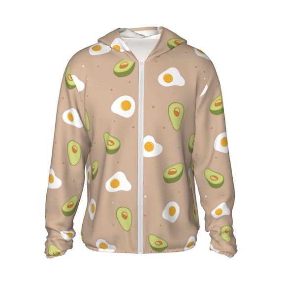 Daiia Egg and Avocado UPF 50+ Sun Protection Hoodie Jacket Lightweight Long Sleeve Sun Shirt for Women Men with Pocket Hiking Outdoor-Medium