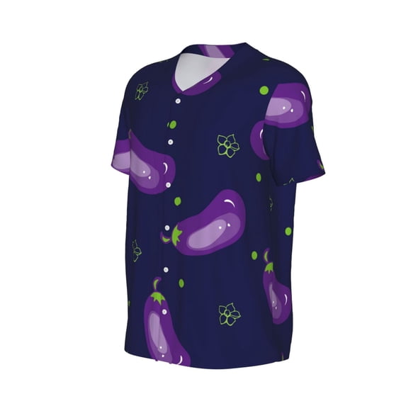 Daiia Eggplant Mens Baseball Jersey Button Down Shirts Short Sleeve Sports Uniforms-Small