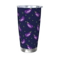 thumbnail image 1 of Daiia Eggplant Printed 20oz Insulated Coffee Cup with Straw Topper, Fully Spill Proof Travel Coffee Mug, Stainless Steel Tumbler for Work Home Outdoor Car-Without Straw, 1 of 8