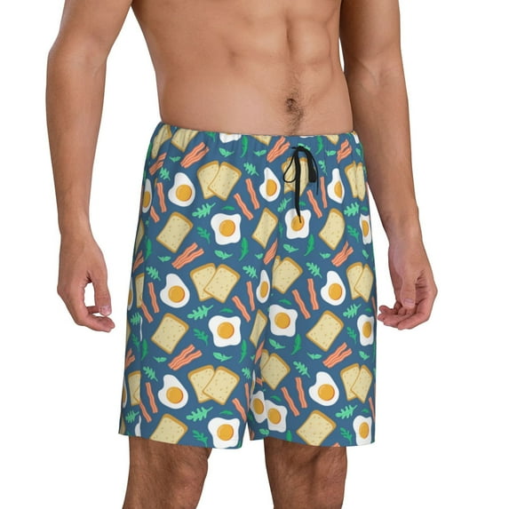 Daiia Eggs Toast Bacon And Arugula Mens Woven Stretch Pajama Short,Short Pajama Pants-Small