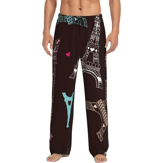 Daiia Eiffel Tower Men's Sleep Pant with Pockets and Drawstring,Pajama Pants-Small
