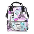 thumbnail image 1 of Daiia Eiffel Tower and Hearts Large Capacity Baby Bag Waterproof Stylish Diaper Bag Mummy Backpack Adjustable Straps Diaper BagBaby Essentials Bag, 1 of 6
