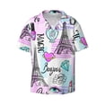 thumbnail image 1 of Daiia Eiffel Tower and Hearts Men's Linen Shirts Short Sleeve Casual Shirts Button Down Shirt for Men Beach Summer Wedding Shirt-3X-Large, 1 of 7