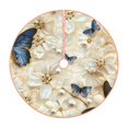 thumbnail image 1 of Daiia Elegant Butterflies And Pearls Drawing Merry Christmas Tree Skirt , Xmas Large Lace-up Tree Skirt, Santa Snowflakes Rustic Home Decorations New Year Party Farmhouse Decor-36", 1 of 6