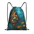 Daiia Elegant Butterfly And Flowers Pattern Drawstring Backpack, Gym