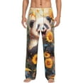 thumbnail image 1 of Daiia Elegant Cute Panda Sunflower Men's Sleep Pant with Pockets and Drawstring,Pajama Pants-Medium, 1 of 9