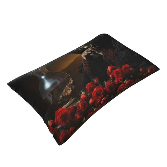 Daiia Elegant Rose Skull Bedding Waterproof Pillow Protector Zippered Queen – Bed Bug Proof Pillow Encasement-20"x30"