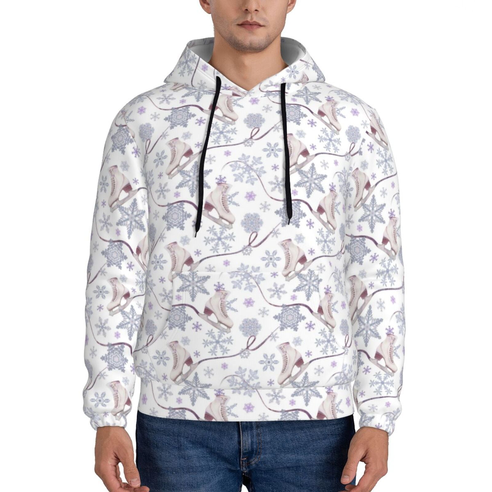 Ice Skate Snowflake Pattern Print Men Long Robe