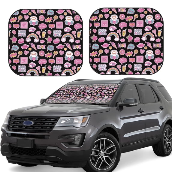 Daiia Elements 2PCS Car Windshield Sun Shade, Foldable Sun Shield for Car Front Window, Auto Sun Blocker Visor Protector Universal for Truck SUV Pickup-Medium