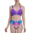 thumbnail image 1 of Daiia Elephant in Tribal Style printed 2 piece Swimsuit Bikinis for Women High Waisted Racerback Bathing Suits Summer Tummy Control Scoop Neck Swimwear-Medium, 1 of 8