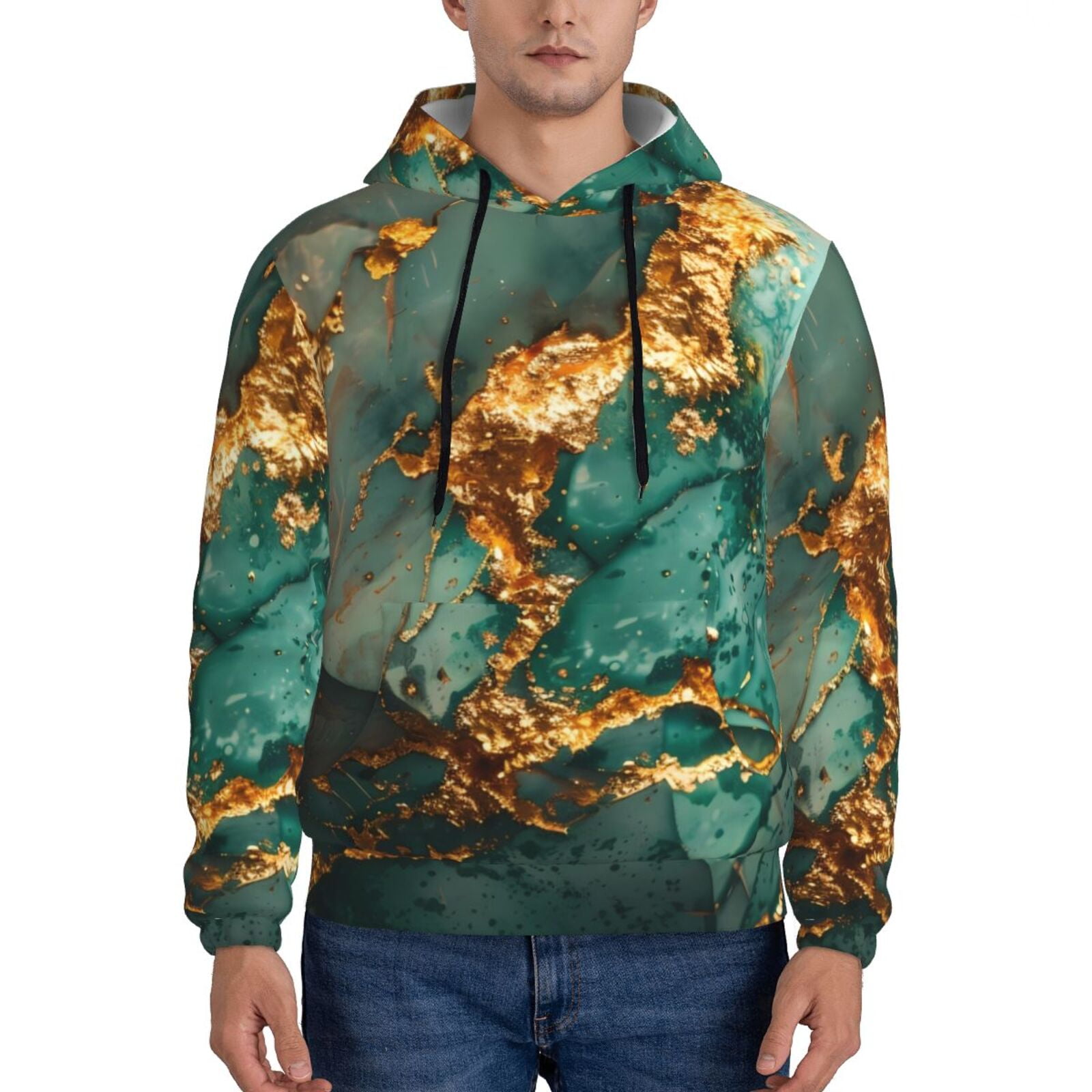 Daiia Emerald Color Gold Marble for Men's Fashion Hoodies & Sweatshirts ...