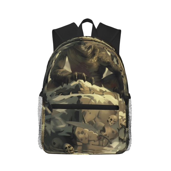 Daiia Epic Dragon Skull Scene School Backpack for Men Women, Unisex Large Waterproof Bookbag Schoolbag Casual Daypack for High School/College/Teens/Travel/Work Black