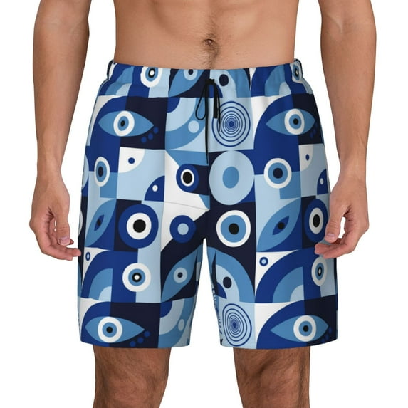 Daiia Evil Eye Mens Swim Trunks Swim Shorts Quick Dry Swim Shorts with Mesh Lining Pockets-Small