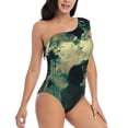 thumbnail image 1 of Daiia Eyes Watching In The Dark Women's One Piece Swimsuits Personalized One Shoulder Swimwear Asymmetric Ruffle Bathing Suits-Large, 1 of 8