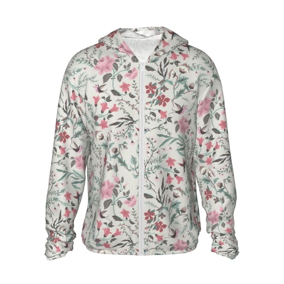 Daiia Fairy Floral UPF 50+ Sun Protection Hoodie Jacket Lightweight Long Sleeve Sun Shirt for Women Men with Pocket Hiking Outdoor-Medium