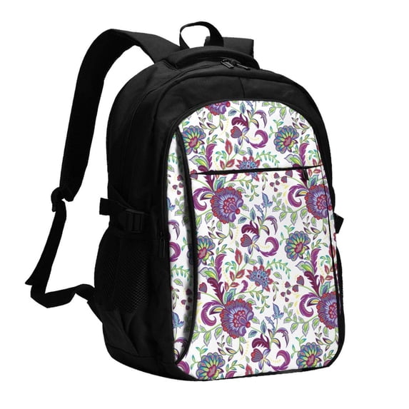 Daiia Fairy Flower Pattern USB Charging Backpack for Men and Women, Anti-Theft Backpack,Travel Backpack,School Backpack,College Backpack,Laptop Backpack