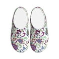 thumbnail image 1 of Daiia Fairy Flower Print Women’s Fuzzy Slippers Memory Foam Lightweight House Shoes Cozy Loafer Flannel House Shoes-39/40, 1 of 7