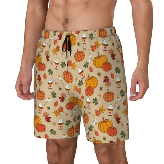 Daiia Fall Autumn Mens Swim Trunks Swim Shorts Quick Dry Swim Shorts with Mesh Lining Pockets-Small