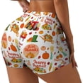 thumbnail image 1 of Daiia Fall Farm Pumpkin Pattern Women's Workout Shorts Biker Shorts - High Waisted Workout Spandex Tummy Control Gym Running Yoga Shorts-Large, 1 of 8