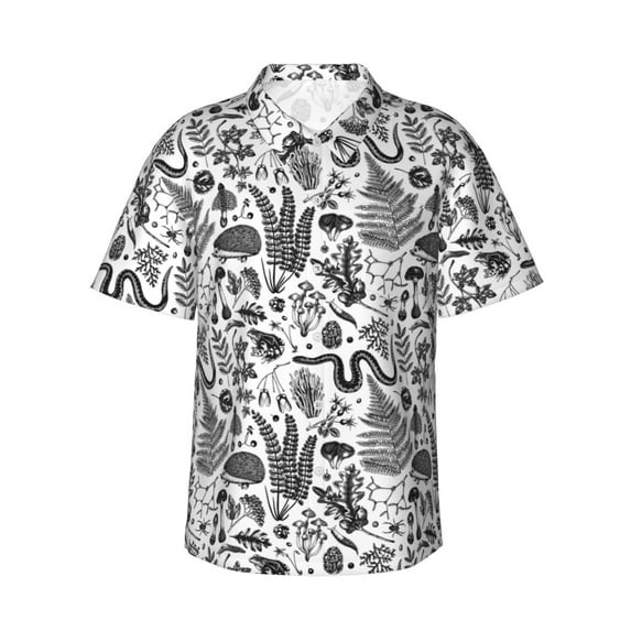 Daiia Fall Forest Hawaiian Shirt for Men Gentle Cotton Regular Short Sleeve Casual-Medium
