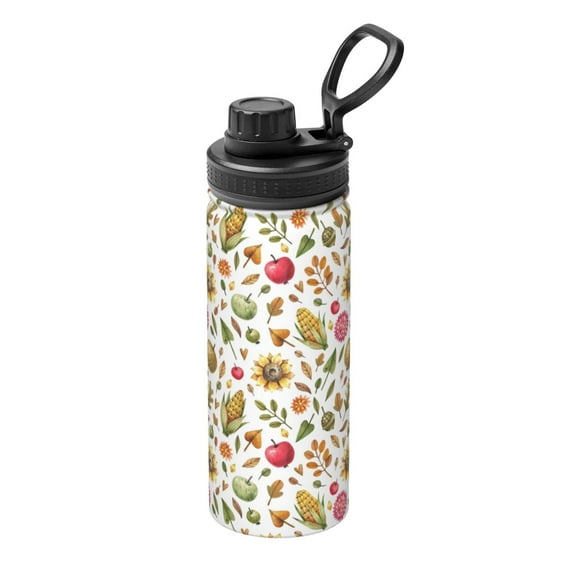 Daiia Fall Fruits And Vegetables Printed 18 OZ Sports Insulated Kettle Drinking Cup Water Bottle Stainless Steel Kettle Portable Cup For Gym