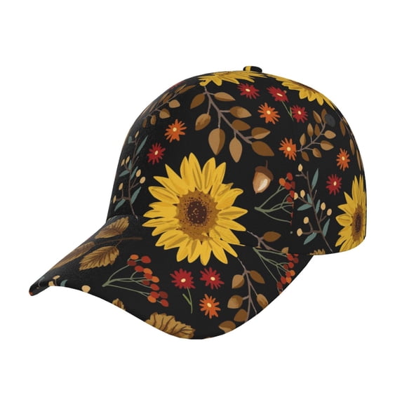 Daiia Fall Sunflowers Leaves print Baseball Cap Men Women Golf Dad Hat Adjustable Original Classic Low Profile Hat Unconstructed Plain Cap