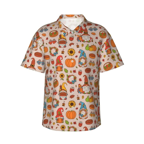 Daiia Fall Thanksgiving Hawaiian Shirt for Men Gentle Cotton Regular Short Sleeve Casual-3X-Large