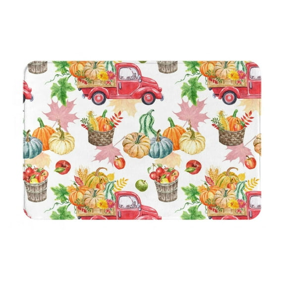Daiia Fall harvest truck pumpkin Front Door Mat, Heavy Duty Durable Welcome Mat for Outdoor Indoor, Dirt Trapper Waterproof Super Absorbent Door Mat, 16" x 24"