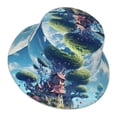 thumbnail image 1 of Daiia Fantasy Treehouse Planet Scene Pattern Bucket Hat - Trendy Cotton Sun Hat for Beach, Golf, Fishing - Fun Outdoor Vacation Boonie for Men and Women, 1 of 9