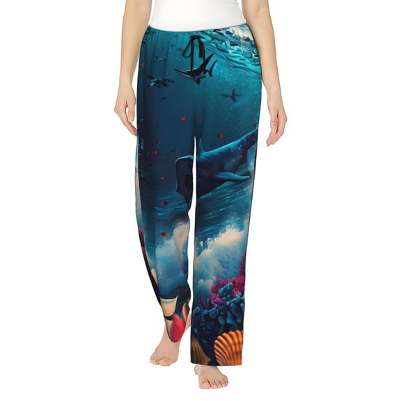 Daiia Fantasy Underwater Adventure Women's Sleep Pant with Pockets and Drawstring,Pajama Pants-Large