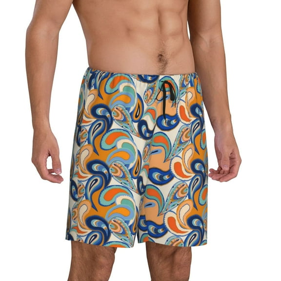 Daiia Fashionable Paisley Mens Woven Stretch Pajama Short,Short Pajama Pants-Large