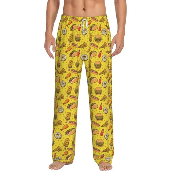 Daiia Fast Food 1 Men's Sleep Pant with Pockets and Drawstring,Pajama Pants-X-Large