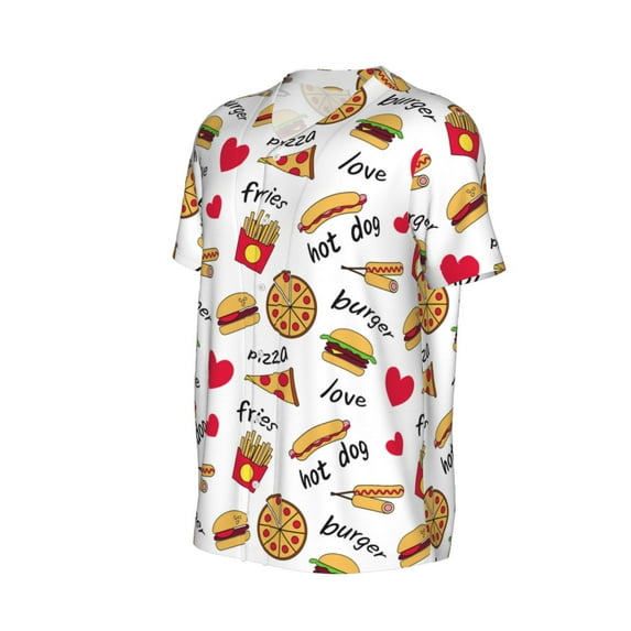 Daiia Fast Food Mens Baseball Jersey Button Down Shirts Short Sleeve Sports Uniforms-XX-Large